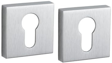 THIRARD - Ensemble de rosaces carrées Zibel/Grid, 50x50mm, trou de cylindre, chromé satiné