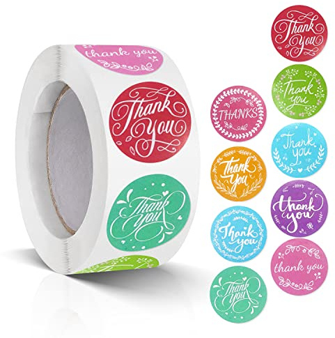 Thank You Stickers 9 designer tack klistermärken rulle liten business 2,5 cm självhäftande runda tacketiketter presentklistermärken kuvert 500 stycken