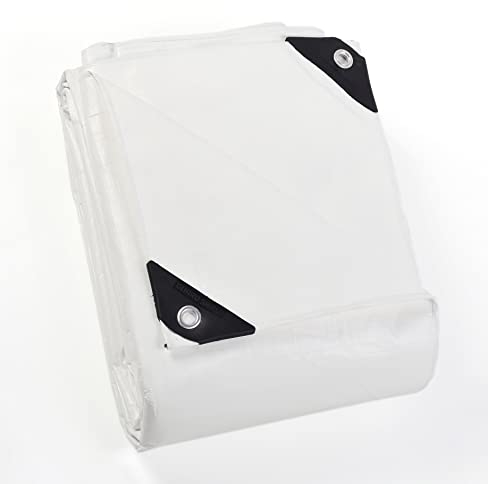 GUARD SHIELD Abdeckplane mit Ösen Wasserdicht 4m x 5m Weiß Plane Gewebeplane 160g/㎡ Schutzplane Allzweckplane, Reißfest, UV-stabilisiert, Schimmelresistent