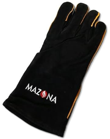 Mazona Heat Resistant Gauntlet Glove - Pack of 1 | Fireproof & Heat-Resistant Right Hand Glove Mitt for Fireplace, Oven & Stove Safety | Black