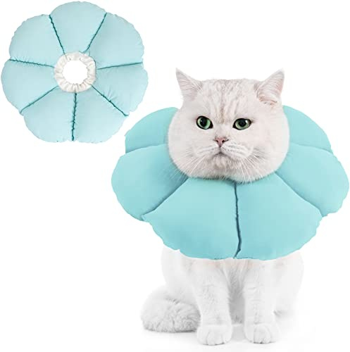Avont Cat Cone Collar Soft, Adjustable Pet Recovery Collar for Cats Kittens Puppies After Surgery, Elizabethan Neck Cone of Shame Alternative to Stop Licking Biting Protect Wounds -Blue (S)