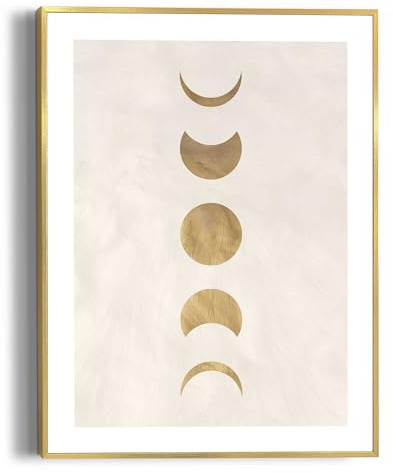 REINDERS Gerahmtes Bild, Moonphases, Schlafzimmer, Bilder, Wanddeko, Room Decor, MDF, Gold, 40 x 30