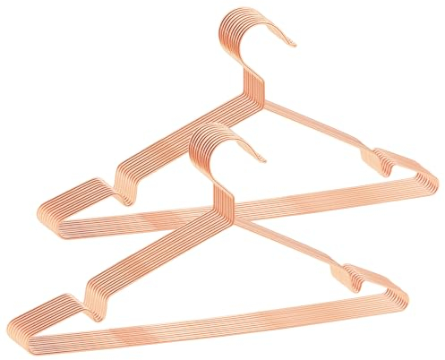 ABHENG 20 Stück Kleiderbügel aus Metall, platzsparend Edelstahl Kleiderstange, rostbeständig, für Shirts, Hemden, Kleider, Tops, 42B x 21H cm,Roségold,AIY0320R