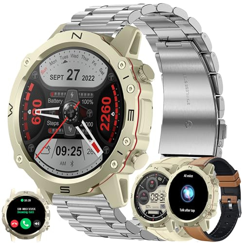 Smartwatch Män med Telefonfunktion, Fitness Tracker 1,52 AMOLED Pekskärm, Smartklocka med Sömnmonitor Pulsmätare 123 Sportlägen Sportklocka Fitnessklocka Armbandsur för Android IOS (Pengar)