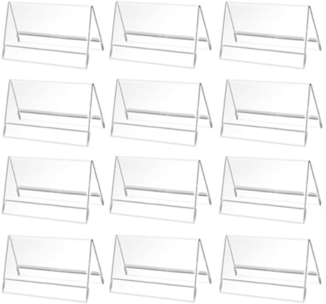 Wanfoou 12 Stück A-Aufsteller, Acryl Etikettenhalter Transparent Acryl Preisschilder, Schräg Visitenkarten Display für Büro Supermarkt Konferenz und Schule, 9 x 6cm