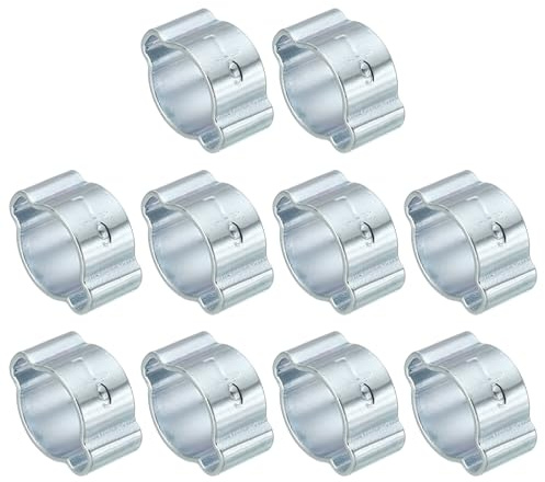 PATIKIL 30 Pack 7-9mm Double Ear Hose Clamp, Galvanized Steel Crimp Rings for Tubing Pipe Fitting Connections, Silver Tone