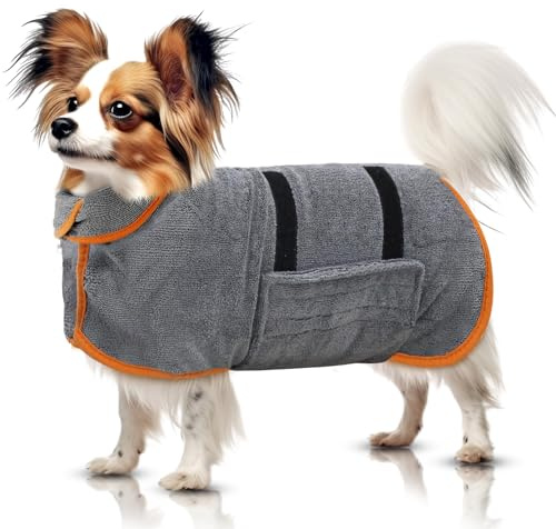 Peignoir Chien, Serviette pour Chien, avec Velcro, Super Absorbant, Peut Absorber l'eau Rapidement (Taille XS)