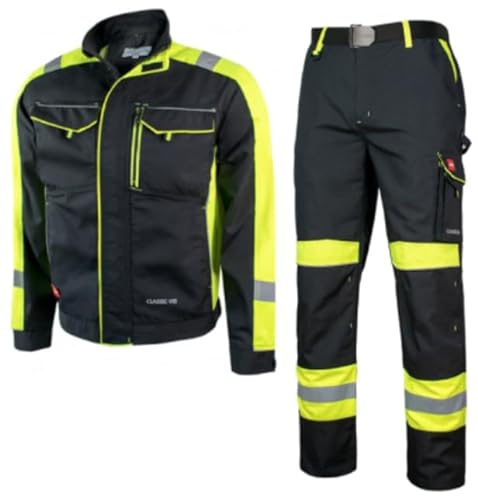 KEILOR Arbeitsanzug-Set Mit Arbeitsjacke Und Arbeitshose Classic Vis - Herren Arbeitskleidung Mit Kniepolstertaschen - Langlebiger Schutzanzug - Größe 52