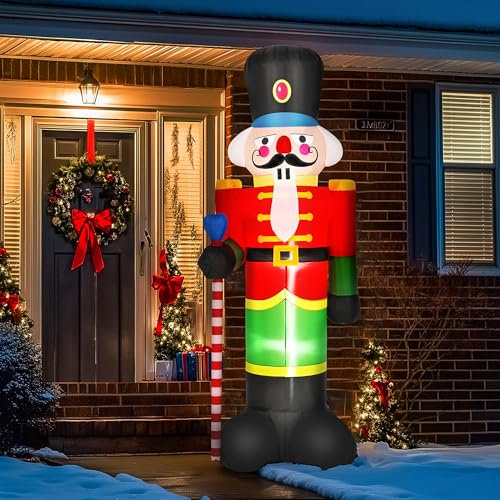 Solpex Christmas Inflatable Nutcracker Soldier Decoration, 240cm/8Ft Christmas Soldier Decoration Suitable for Outdoor Christmas Party, Garden, Lawn, Terrace Decoration.