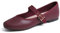 Feversole Women's Soft Breathable Mary Jane Memory Foam Cushioned Comfort Round Toe Metal Buckle Flats Walking Shoes Burgundy Napa Size UK 6