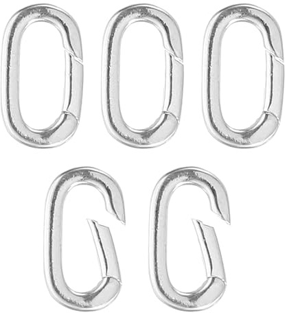 PATIKIL Spring Oval Clip Pendant Clasp, 5Pcs Spring Ring Buckle Necklace Clasps and Closures Charm Clasp Necklace Bracelet Extender Connector for Jewelry Making (S, Silver)