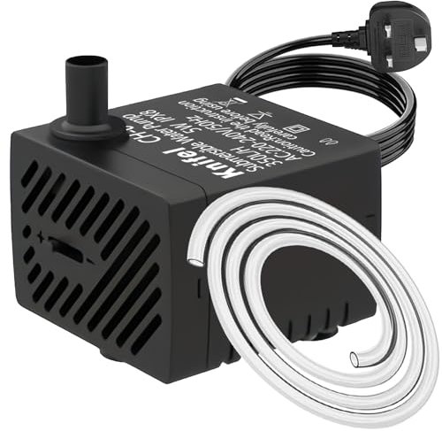 Knifel Submersible Pump 350L/H 5W Ultra Quiet Design for Fountains, Hydroponics, Ponds, Aquariums & More