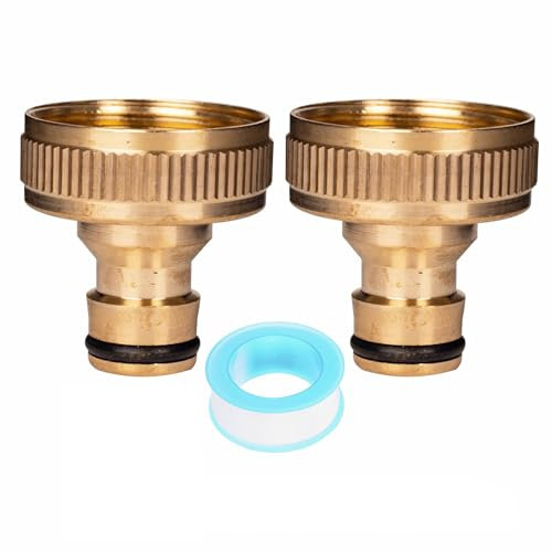Brass Outside Tap Hose Connector 33.3mm (1.3 inch) G 1 Outdoor Garden Hose Tap Connector, Brass Female Threaded Tap Connectors for Hose Pipe to Tap Adapter Hosepipe Connectors and Fittings