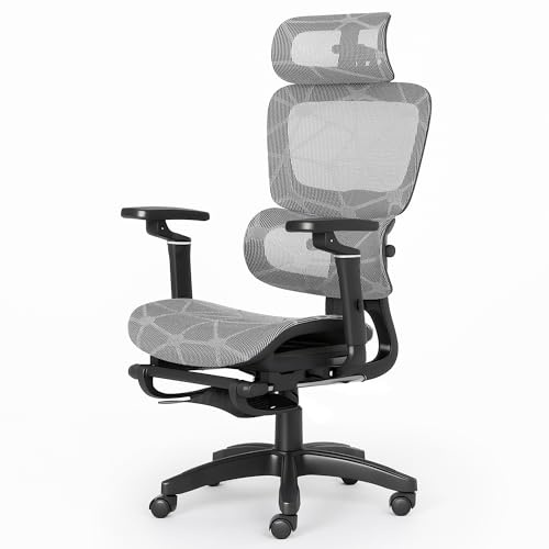 ADOV Silla Ergonómica de Oficina con Reposacabezas, Reposabrazos 3D Ajustables, Respaldo de Malla, Soporte Lumbar, Inclinación 125°, Altura Regulable, Silla Escritorio Giratoria para Casa u Oficina