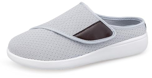 Yeeteepot Zapatillas de Estar por Casa para Mujer Hombre Ajustable Pantuflas Cómodo Respirable Caminar Zapatos Ligero Antideslizante Zuecos Gris 41 EU