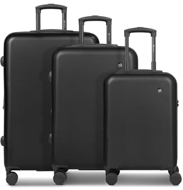 BUGATTI Koffer-Set 3-teilig für Damen und Herren | Reise-Trolleys 49 x 30 x 75 cm aus hochwertigem, stoßfestem ABS Material | Erweiterbar & TSA Schloss| Valencia 2.0 Serie