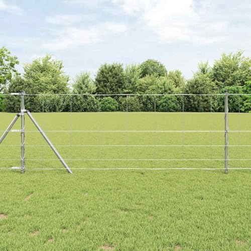 Recinzione a bastoncini, argento, 50 x 0,8 m, in acciaio zincato, per campeggio e stagno