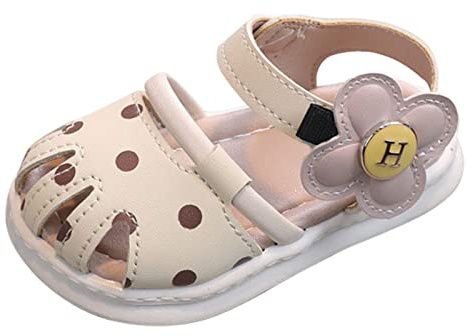 Fille Argent Orteils Séparés Sandales respirant chaussure rosée orteil sac à chaussures tête sandales fille sandales bébé doux couvre-chaussures sandales pour 0 à 2 Fille Marron (White, 23.5 Infant)