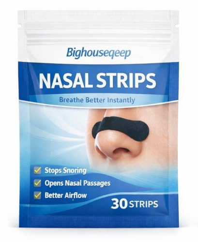 Tiras Nasales Antirronquidos Negras 30 Unidades – Dilatador Nasal Adhesivo Fuerte, Mejora la Respiración, Reduce Ronquidos, No Irritan, Alta Sujeción para Dormir y Deporte