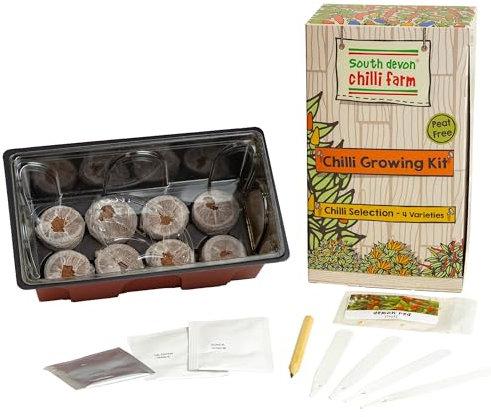 South Devon Chilli Farm - Indoor Chilli Growing Kit from The Experts – Grow Your Own Seeds – Christmas – Gift - 4 Varieties of Chilli from Mild to Very Hot
