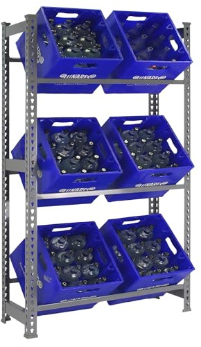 Simon Rack Estantería Cajas de Bebidas, 6 Cajas, 1800x800x300 mm, 3 Alturas, 100 kg de Punto Flexión, Estantería para Bebidas, Gris - Simonbottle