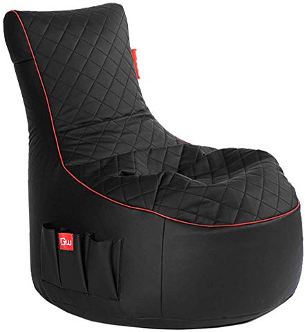Gamewarez Crimson Hurricane Sitzsack – Gaming-Sitzsack Indoor und Outdoor geeignet mit Rückenlehne, ideal für PS5, Nintendo & Xbox Spieler, mit Seitentasche, Kunstleder, Made in Germany, schwarz-rot