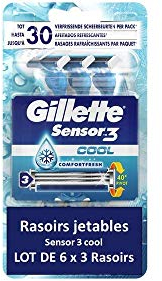 Gillette Sensor3 Cool Einwegrasierer für Herren, 3 Stück