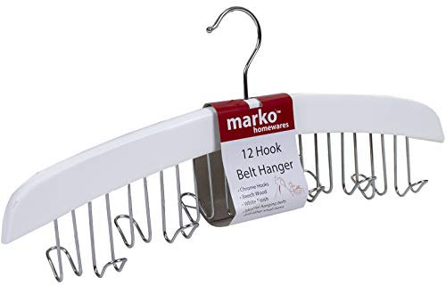 marko Homewares 12 Hook Belt Hanger Scarf Tie Storage Organiser Coathanger Clothes Wardrobe Hang