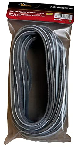 Burlete de cepillo carril ADHESIVO para ventanas y puertas correderas de 6 metros y 7x5mm color GRIS de larga duración y ahorro energético con buen deslizamiento y valido para desajustes de 2 a 4mm.