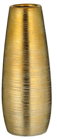Brandsseller Elegante Vaso in Ceramica dorata - 25x10x10 cm - Design lussuoso, Decorazione versatile per la Casa - Vaso rotondo per Fiori senza tempo