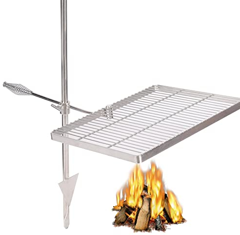 REDCAMP Grille de feu de camp pivotante en acier inoxydable