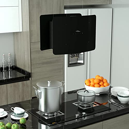 Tidyard Cappa da Cucina ad Isola Sospesa LCD con Sensore 37 cm, Cappa a Isola Sospesa, Cappa Cucina, Cappa Aspirante ad Incasso, Cappa Aspirante a Isola, Materiale Acciaio e Vetro Temperato
