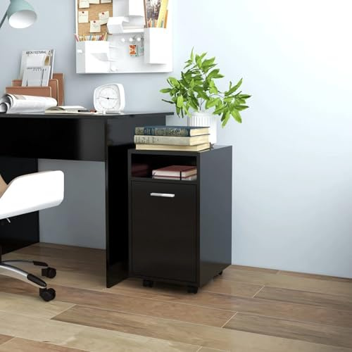 Keketa Armoire d'appoint à roulettes - Armoire de bureau à roulettes - Armoire sur pied - Pour bureau, bureau, salon - Noir - 33 x 38 x 60 cm - En matériau dérivé du bois