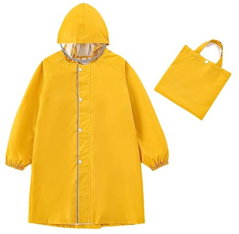 Niños Poncho de Lluvia Cremallera Chaquetas Impermeables Niñas Chubasqueros Lluvia Capa Impermeable para Bicicleta Escolar 2-14 Años Amarillo 4-5 años