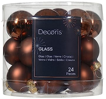Weihnachtskugeln Glas 25mm x 24 Stück Mini Christbaumkugeln Spiegelbeeren Espressobraun lederbraun - Schokobraun - kastanienbraun - kupferbraun - Zimt