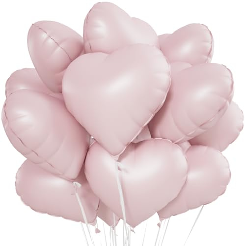 Folieballonger i rosa hjärta, 20 st krämrosa hjärtballonger, ballonger för alla hjärtans dag, hjärtballonger för bröllop, alla hjärtans dag födelsedagsfest dekoration
