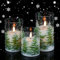 Eldnacele Christmas Glass Flameless Flickering Candles with Remote, Battery Operated LED Candles Real Wax with GreenTree Decals for Christmas Decorations