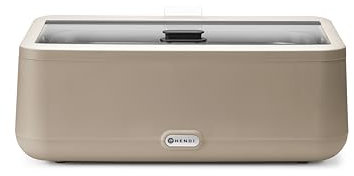 HENDI Chafing Dish, UNIQ, mit GN1/1 Behälter, integrierter Glasdeckel, Temperaturbereich: von 35° bis 85°C, Warmhaltebehälter, Buffetwärmer, 12,5L, 220V/700W, 607x402x(H) 250mm, Edelstahl, PP, beige