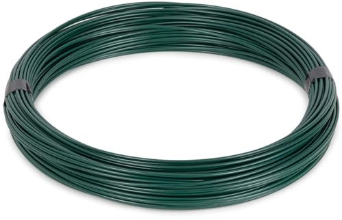 VOSS.farming Spanndraht 55m x 3,4mm, Stahldraht für Maschendrahtzäune, Befestigungsdraht, PVC ummantelt, grün