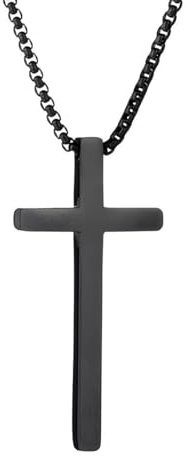 Zense - Herrhalsband med svart gotiskt korshänge ZP0258