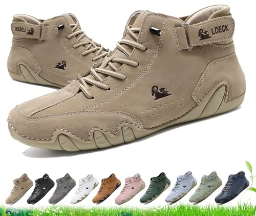 LOVEWLVNCL Vogldeck - Zapatos ortopédicos Impermeables y Transpirables for Hombre y Mujer - Botas Chukka Ligeras, Informales, Hechas a Mano, for Senderismo, Trabajo y Uso Diario.(Caqui,43 EU)