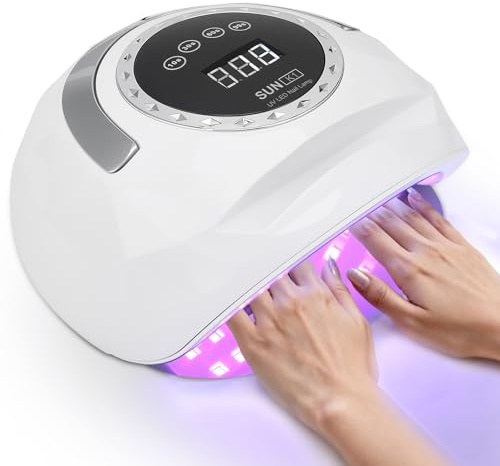 Lampada UV per unghie in gel, 4 impostazioni timer, display digitale, 268 W, con 72 perline, sensore auto con luce manuale, per salone e casa