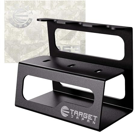 Target Japan Dart Stand | 3 Dardos Pantalla, DS3 01 Soporte Metálico para Dardos de Acero o Punta Blanda, Acabado Negro Mate