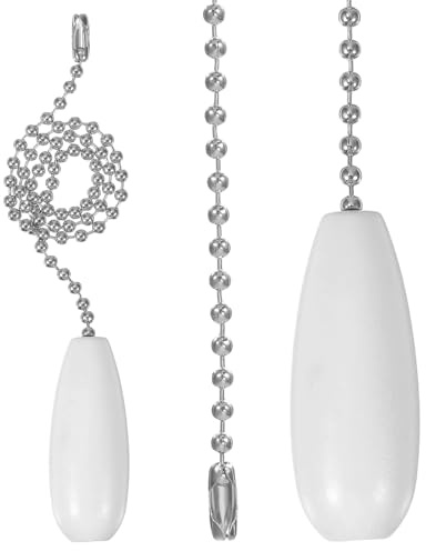 Bremorou 12-Inch Ceiling Fan Pull Chain 4 Pack Wooden Decorative Pendant Extension Chains, Beaded Ball Chains Beaded Ball Fan Cord Extender Ornament For Ceiling Light Lamp Fan Chain (White)