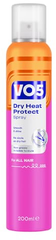 VO5 Dry Heat Protect Spray, 200ml | Protects up to 230°C, Restyle Between Washes, Smooth & Shine, Non-Greasy