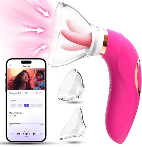 Vibration für Frauen Dildo Vibrator Sex Spielzeug für Paare Klitoris Lecken Sauger mit APP, Sexspielzeug Vibratorensets für Frauen Sex Stimulation mit 8 Saugen 5 Zungemodi Sex Spielzeug für die Frau