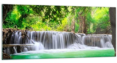 Quadri Moderni Soggiorno Acqua parco natura paesaggio Quadro su Vetro 120x50cm Stampe da Parete in Vetro Camera da Letto Cucina 1 pezzo Wall Art Grandi Decorazione Murale Immagini GAB120x50-2502