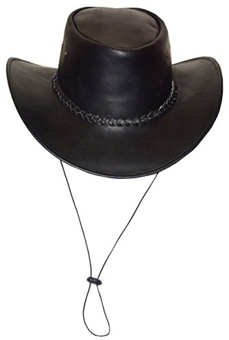 Black Jungle Broome Chapeau en Cuir Chapeau de Cowboy Chapeau Australie Western (Noir, XS)