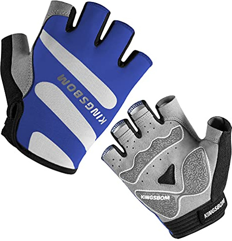 KINGSBOM Breathable Cycling Gloves, Shock-Absorbing Bike Gloves with Light Silicone Gel Pad, Anti-Slip Bicycle Gloves for Men and Women