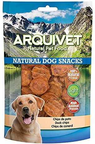 Arquivet Förpackning med 12 st ankflis, 100 g, naturliga hundsnacks, 100% naturliga, godsaker för hundar, produktljus, mycket rik på näringsämnen
